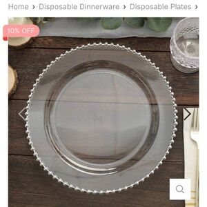 Elegant Clear Beaded Edge Dinner Plate